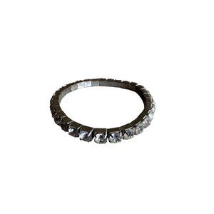 Women's Silver-Tone Stretch Tennis Bracelet With Clear Rhinestones